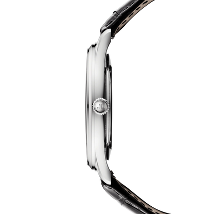 JLC - Master Ultra Thin Date - 39 MM - Stainless Steel - Silvered-Gray Dial - Black Leather Strap - Q1238421