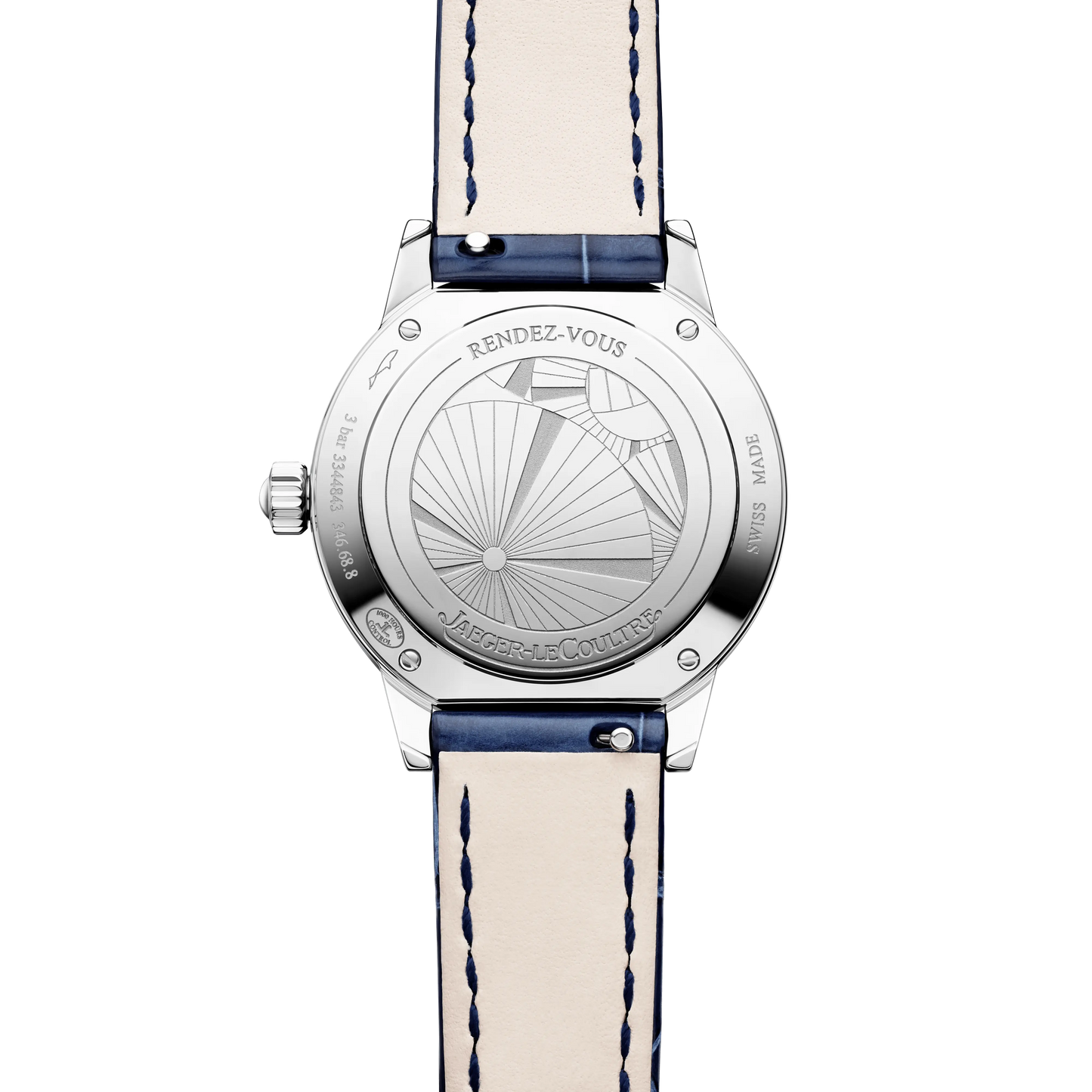 JLC - Rendez-Vous Date - 29 MM - Stainless Steel - Silvered-Gray Dial - Diamond Bezel - Blue Leather Strap - Q3408531