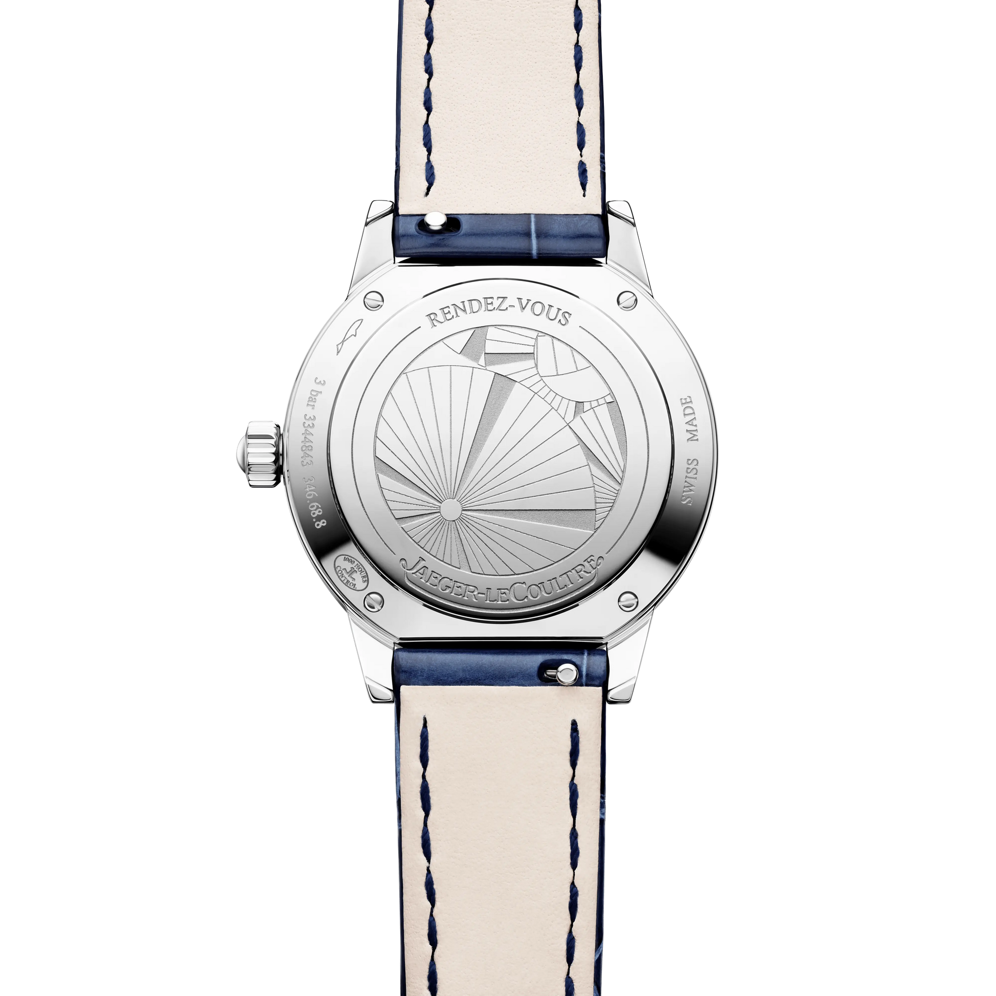 JLC - Rendez-Vous Date - 29 MM - Stainless Steel - Silvered-Gray Dial - Diamond Bezel - Blue Leather Strap - Q3408531