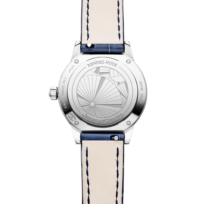 JLC - Rendez-Vous Date - 29 MM - Stainless Steel - Silvered-Gray Dial - Diamond Bezel - Blue Leather Strap - Q3408531