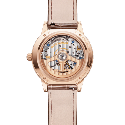 JLC - Rendez-Vous Dazzling Night & Day - 36 MM - Pink Gold - Mother-Of-Pearl Diamond-Set Dial - Diamond Bezel - Taupe Leather Strap - Q3432570