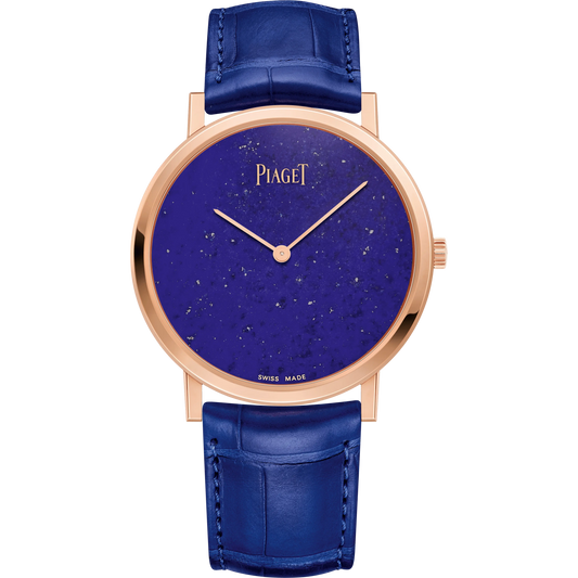 Piaget Altiplano - Rose Gold 38 MM - Blue Leather Strap - Diamond Bezel - Blue Dial - G0A43174