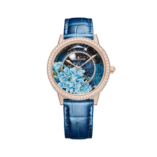 JLC - Rendez-Vous Jewellery Shooting Star - Limited Edition - 36 MM - Pink Gold - Shooting Star Motif Dial - Diamond-Set Bezel - Blue Leather Strap - Q36424C2
