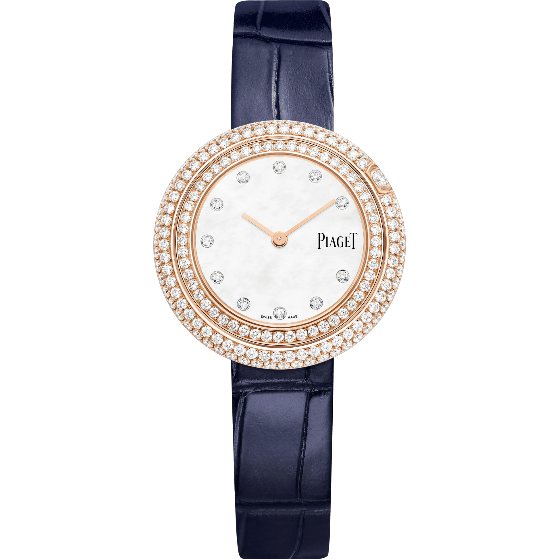 Piaget Possession - Rose Gold 29 MM - Blue Leather Strap - Diamond Bezel - White Mother-Of-Pear Dial - G0A46063