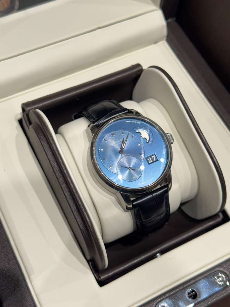 Glashütte PanoMaticLunar - 40 MM - Stainless Steel - Blue Dial - Blue Leather Strap - 1-90-02-46-32-35