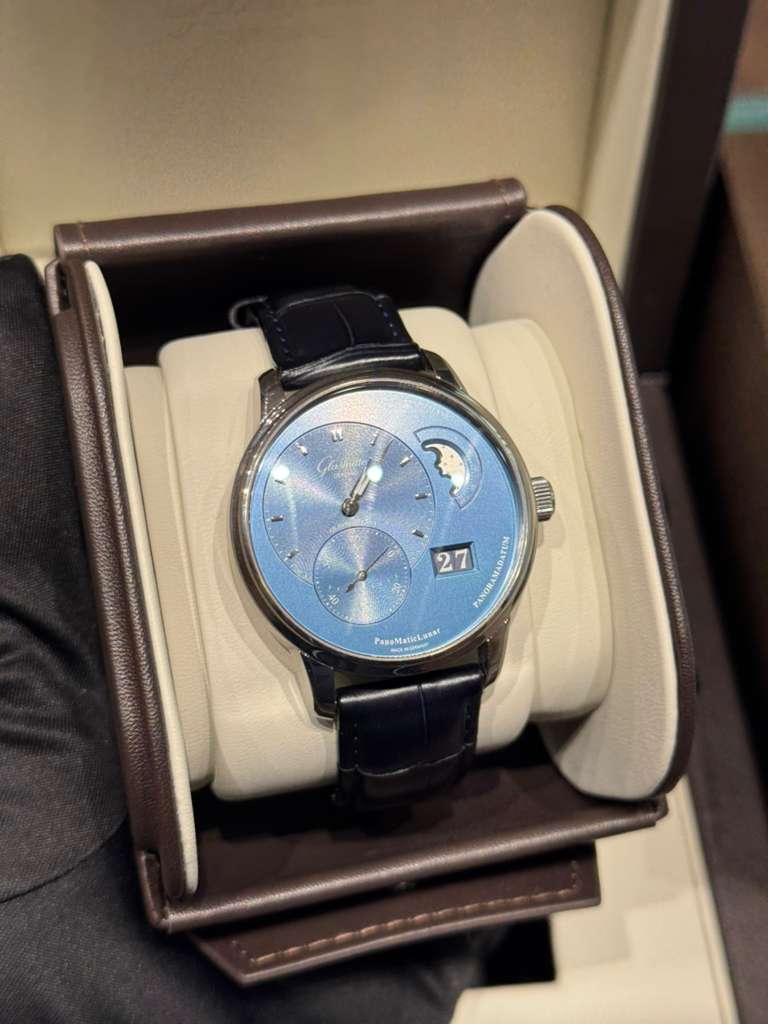 Glashütte PanoMaticLunar - 40 MM - Stainless Steel - Blue Dial - Blue Leather Strap - 1-90-02-46-32-35
