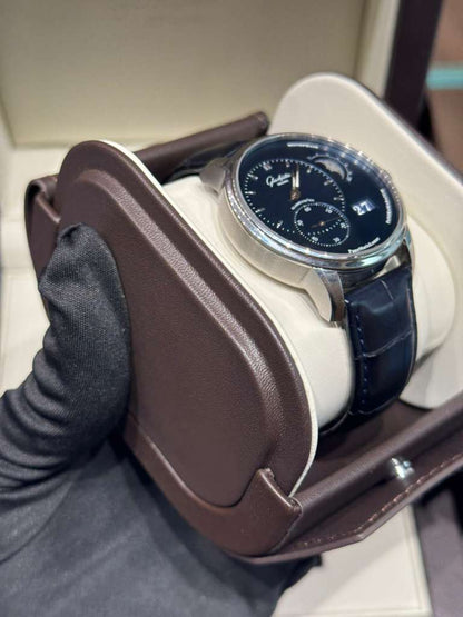 Glashütte PanoMaticLunar - 40 MM - Stainless Steel - Blue Dial - Blue Leather Strap - 1-90-02-46-32-35