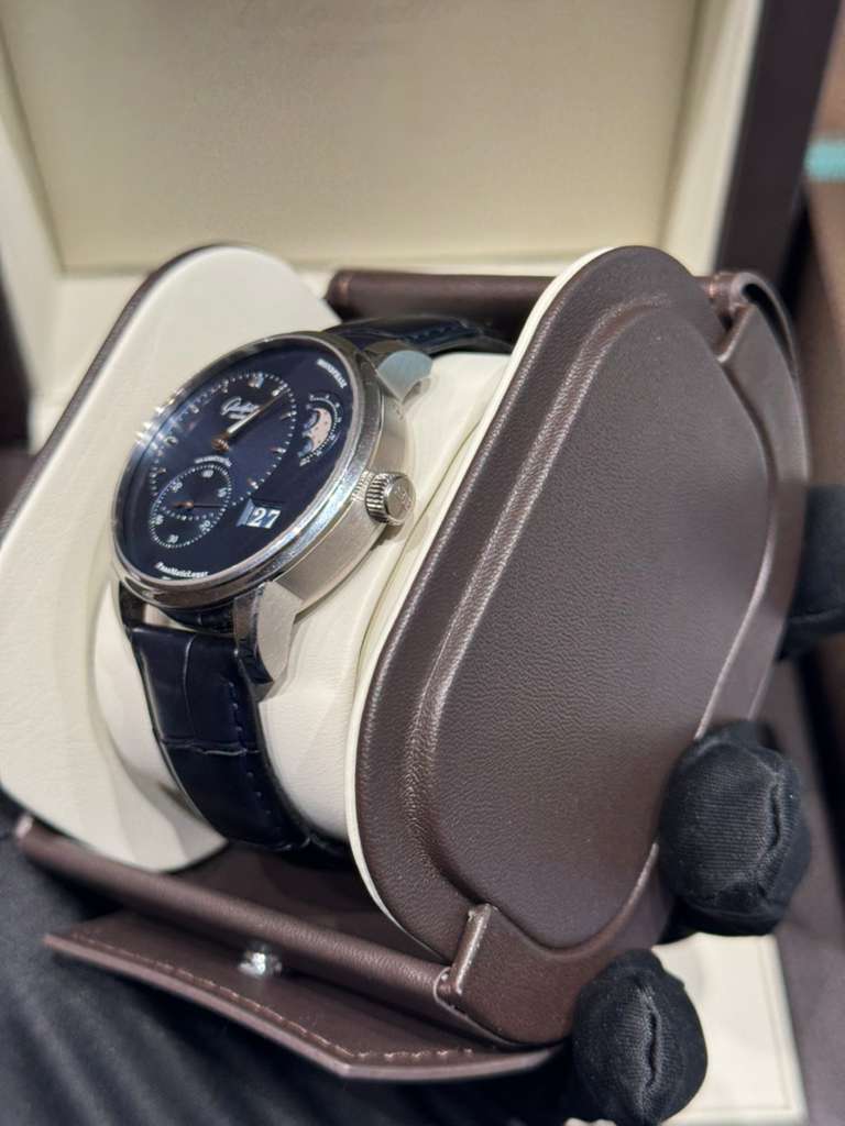 Glashütte PanoMaticLunar - 40 MM - Stainless Steel - Blue Dial - Blue Leather Strap - 1-90-02-46-32-35