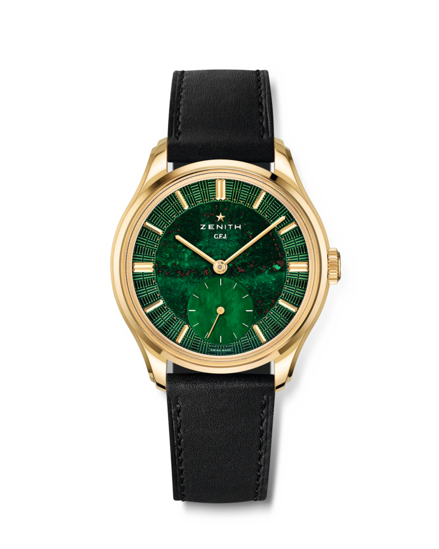 Zenith G.F.J. Calibre 135 - Limited Edition - 39 MM - Yellow Gold - Guilloché Jasper Bloodstone Dial - Leather Strap - 30.1865.0135/56.C216