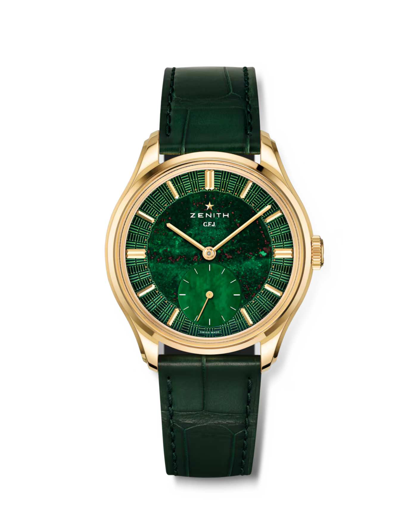 Zenith G.F.J. Calibre 135 - Limited Edition - 39 MM - Yellow Gold - Guilloché Jasper Bloodstone Dial - Leather Strap - 30.1865.0135/56.C216