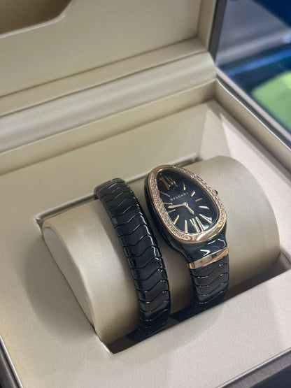 Bvlgari Serpenti Spiga - 35 MM - Black Ceramic - Black Dial - 102532