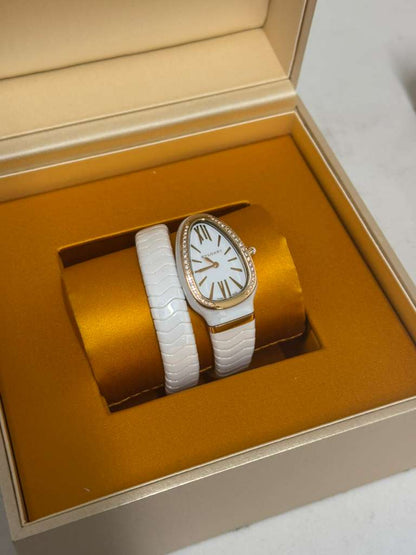 Bvlgari Serpenti Spiga - 35 MM - White Ceramic - White Dial - 102613