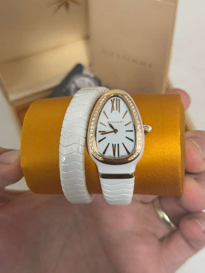 Bvlgari Serpenti Spiga - 35 MM - White Ceramic - White Dial - 102613
