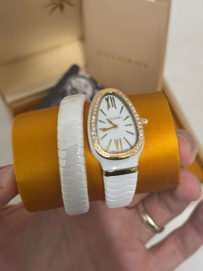 Bvlgari Serpenti Spiga - 35 MM - White Ceramic - White Dial - 102613