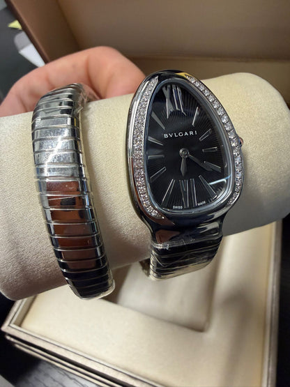 Bvlgari Serpenti Tubogas - 35 MM - Stainless Steel - Black Dial - 103524