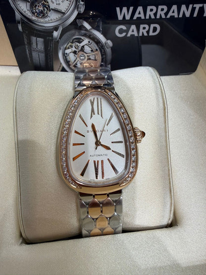Bvlgari Serpenti Seduttori - 34 MM - Rose Gold and Stainless Steel - White Dial - 104058
