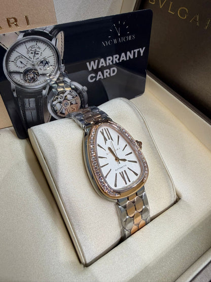 Bvlgari Serpenti Seduttori - 34 MM - Rose Gold and Stainless Steel - White Dial - 104058
