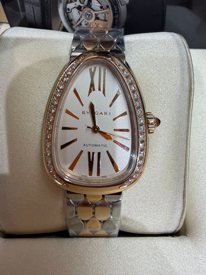 Bvlgari Serpenti Seduttori - 34 MM - Rose Gold and Stainless Steel - White Dial - 104058