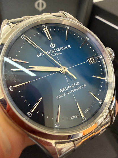 Baume &amp; Mercier Clifton Baumatic - 40 MM - Stainless Steel - Blue Gradient Dial - Stainless Steel Bracelet - 10468