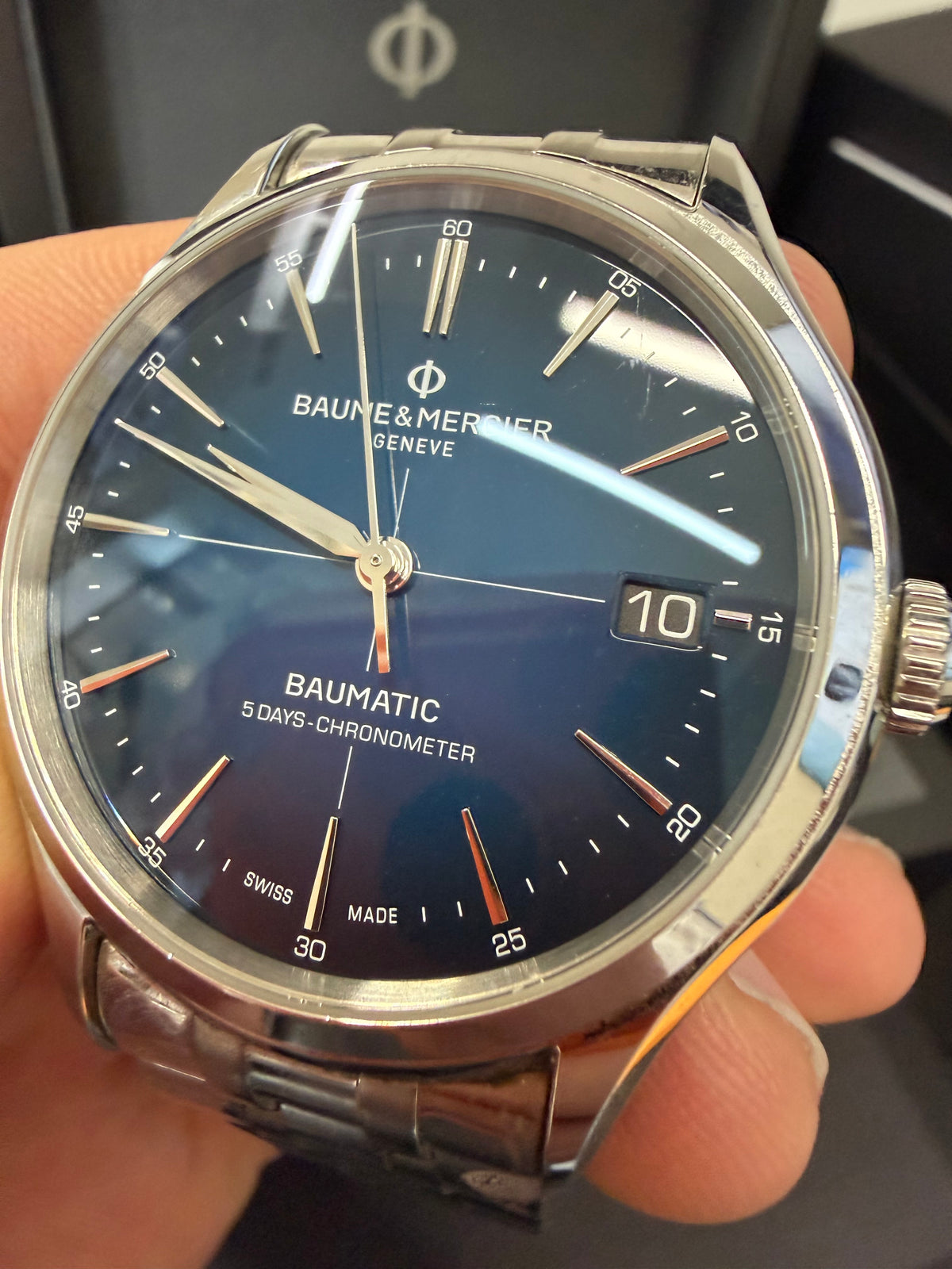 Baume &amp; Mercier Clifton Baumatic - 40 MM - Stainless Steel - Blue Gradient Dial - Stainless Steel Bracelet - 10468