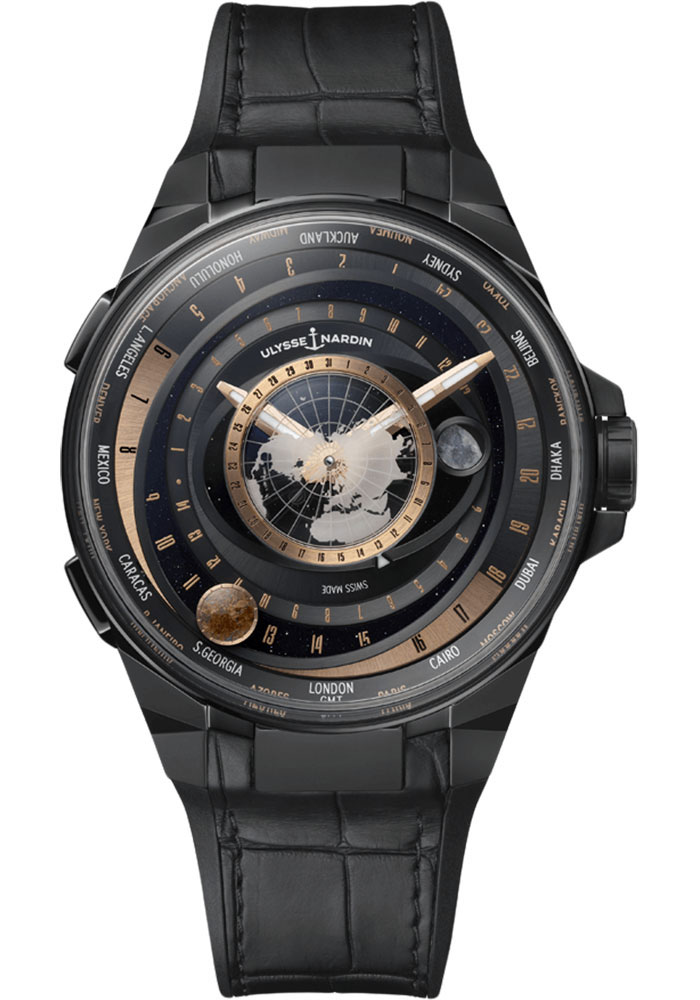 Ulysse Nardin Blast Titanium And Ceramic Case 45 MM - Black Rubber Base And Leather Strap - Black Dial - 1063-400-2A/1A