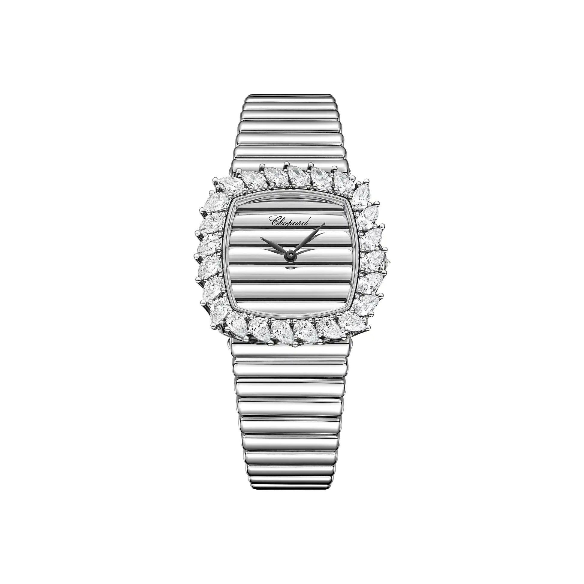 Chopard L'Heure Du Diamant - White Gold - 33 MM - White Gold Bracelet - Diamond Bezel - White Gold Fluted Dial - 10A387-1515