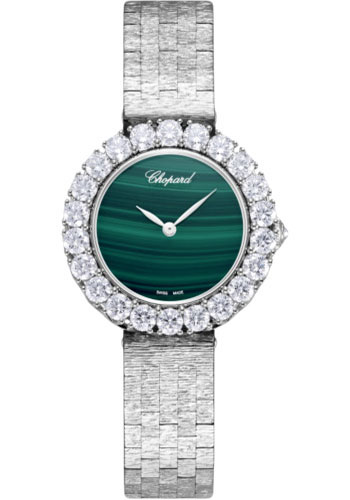 Chopard L'Heure Du Diamant White Gold 30 MM - White Gold Bracelet - Diamond Bezel - Green Dial - 10a378-1001