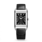 JLC - Reverso Tribute Duoface Small Seconds - 47 MM x 28.3 MM - Stainless Steel - Black/Silver Dial - Black Leather/Canvas Strap - Q398847J