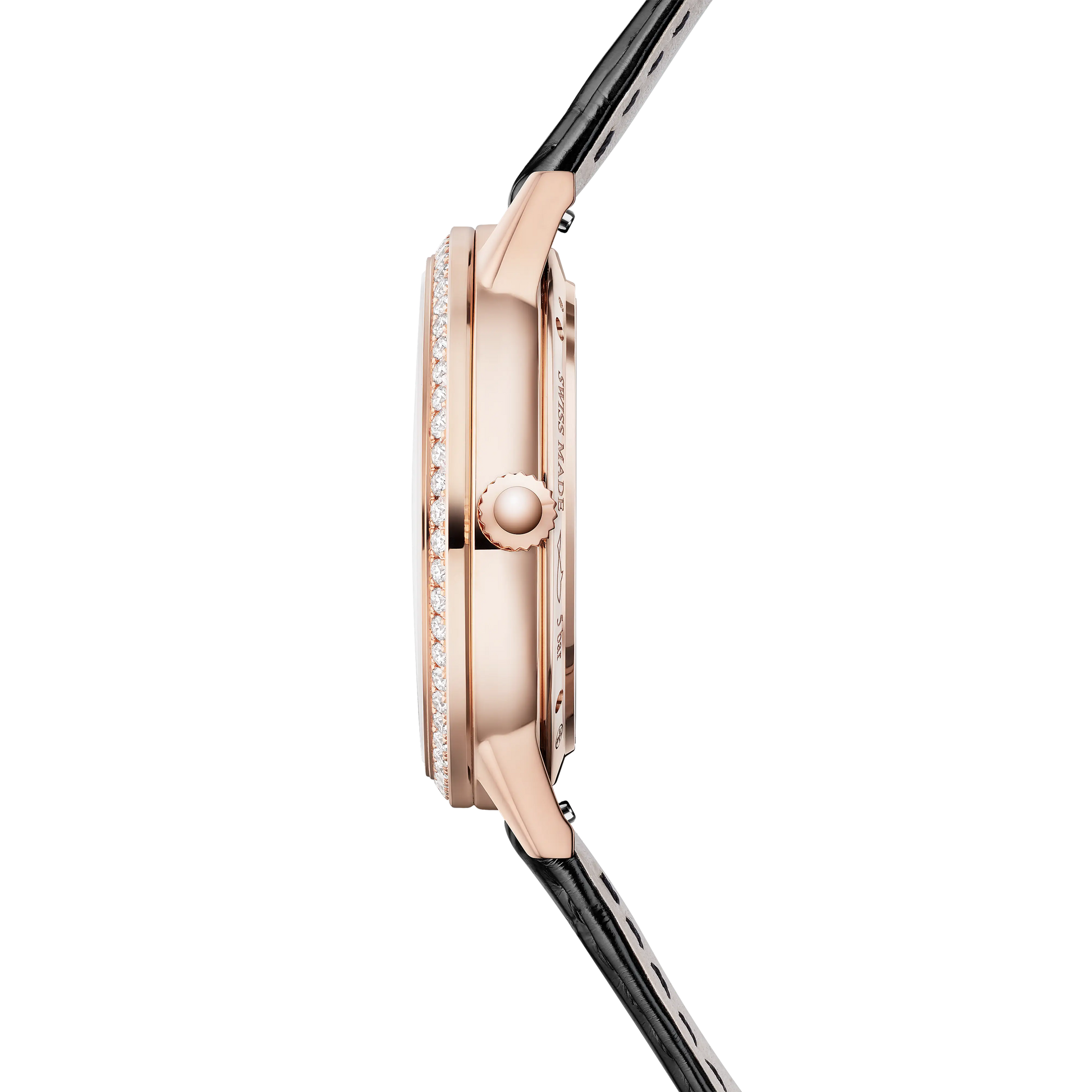 JLC - Rendez-Vous Classic Moon - 34 MM - Pink Gold - Silvered-Gray Guilloché Diamond Dial - Diamond-Set Bezel - Black Leather Strap - Q3572431