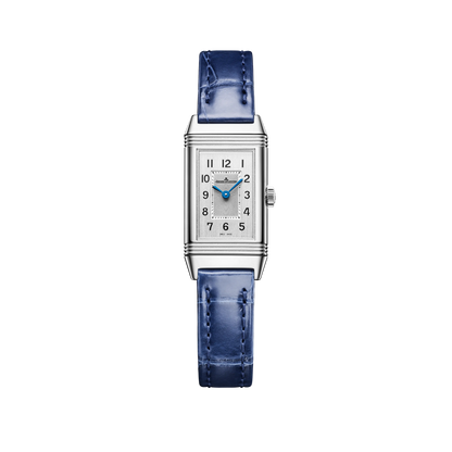 JLC - Reverso Classic Monoface Origin - 32.5 MM x 16.3 MM - Stainless Steel - Silvered-Gray Guilloché Dial - Blue Leather Strap - Q3878520