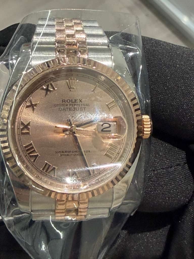 Rolex Stainless Steel And Pink Gold Datejust - 36 MM - Jubilee Bracelet - Fluted Bezel - Pink Roman Dial - 116231-0089