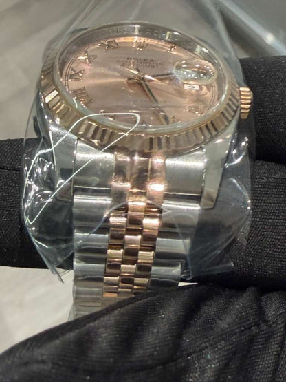 Rolex Stainless Steel And Pink Gold Datejust - 36 MM - Jubilee Bracelet - Fluted Bezel - Pink Roman Dial - 116231-0089