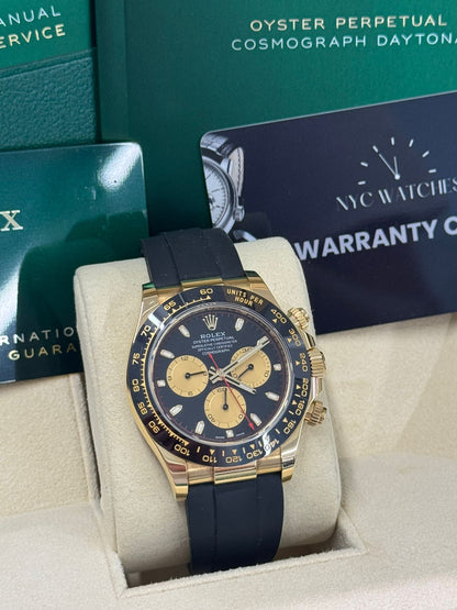 Rolex Yellow Gold Daytona Watch - 40 MM - Oysterflex Strap - Black Dial - 116518LN-0047