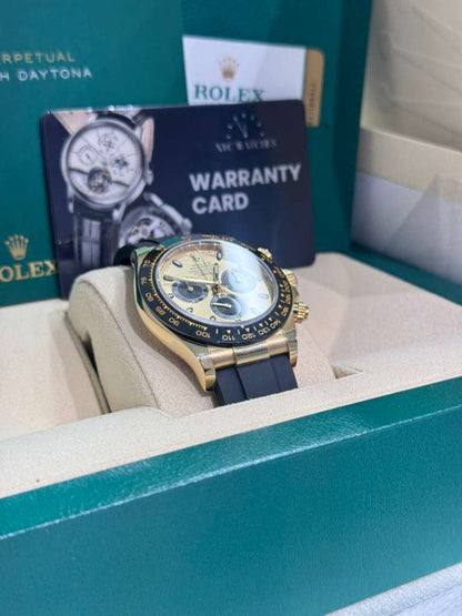 Rolex Yellow Gold Daytona Watch - 40 MM - Oysterflex Strap - Champagne Dial - 116518LN-0048