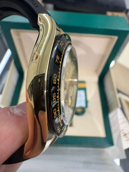 Rolex Yellow Gold Daytona Watch - 40 MM - Oysterflex Strap - Champagne Dial - 116518LN-0048