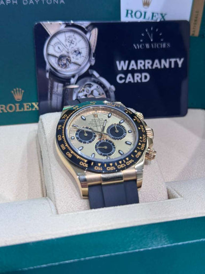 Rolex Yellow Gold Daytona Watch - 40 MM - Oysterflex Strap - Champagne Dial - 116518LN-0048