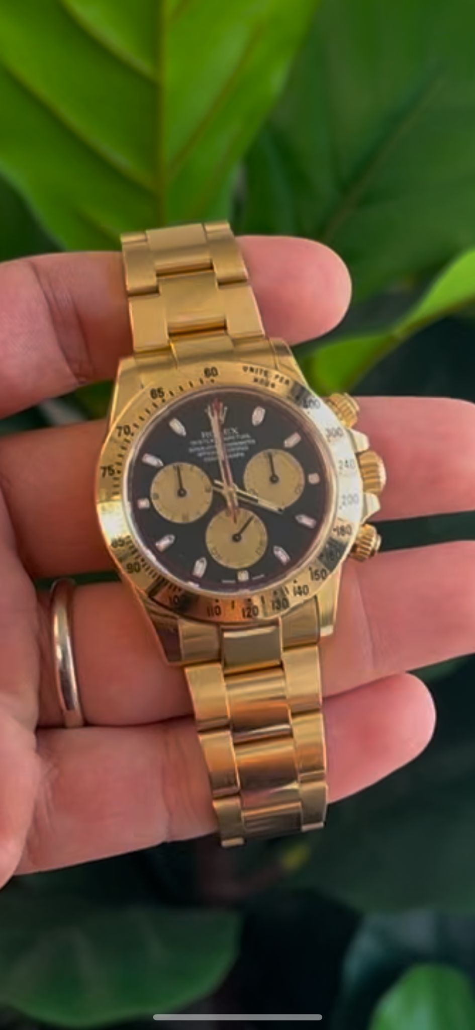 Rolex Yellow Gold Daytona "Paul Newman" Watch - 40 MM - Oyster Bracelet - Black Dial with Champagne Counters- 116528