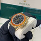Rolex Yellow Gold Daytona Watch - 40 MM - Oysterflex Strap - Black Diamond Dial - Orange Baguette Sapphire Bezel - 116588SACO