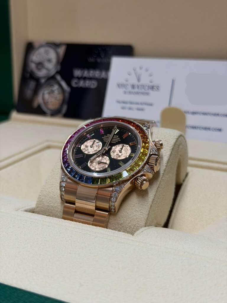 Rolex Rainbow Everose Gold Daytona Watch - Off-Catalog - 40 MM - Oyster Bracelet -Rainbow Black/MOP Dial Dial - 116595RBOW-0001