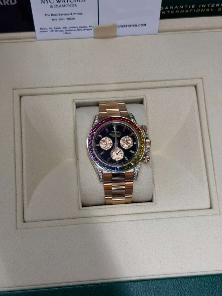 Rolex Rainbow Everose Gold Daytona Watch - Off-Catalog - 40 MM - Oyster Bracelet -Rainbow Black/MOP Dial Dial - 116595RBOW-0001