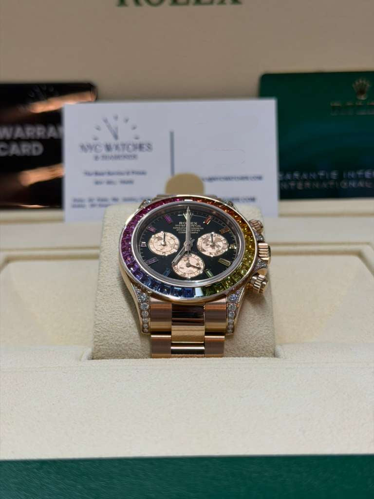 Rolex Rainbow Everose Gold Daytona Watch - Off-Catalog - 40 MM - Oyster Bracelet -Rainbow Black/MOP Dial Dial - 116595RBOW-0001