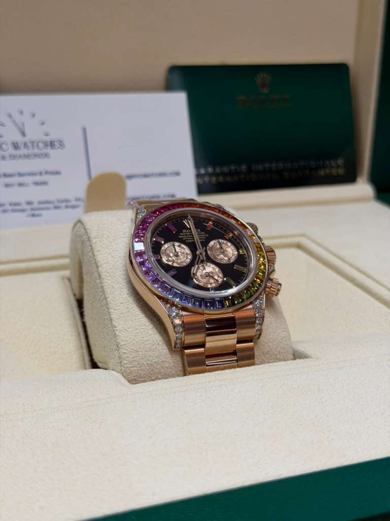 Rolex Rainbow Everose Gold Daytona Watch - Off-Catalog - 40 MM - Oyster Bracelet -Rainbow Black/MOP Dial Dial - 116595RBOW-0001