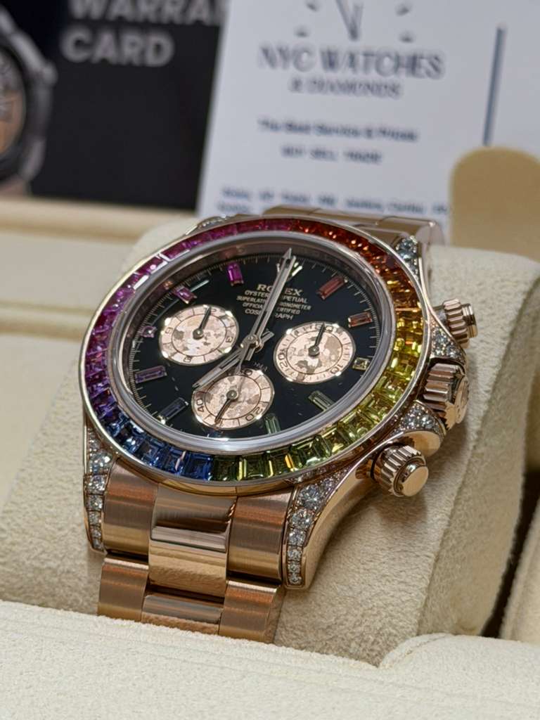 Rolex Rainbow Everose Gold Daytona Watch - Off-Catalog - 40 MM - Oyster Bracelet -Rainbow Black/MOP Dial Dial - 116595RBOW-0001