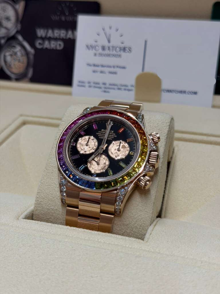 Rolex Rainbow Everose Gold Daytona Watch - Off-Catalog - 40 MM - Oyster Bracelet -Rainbow Black/MOP Dial Dial - 116595RBOW-0001