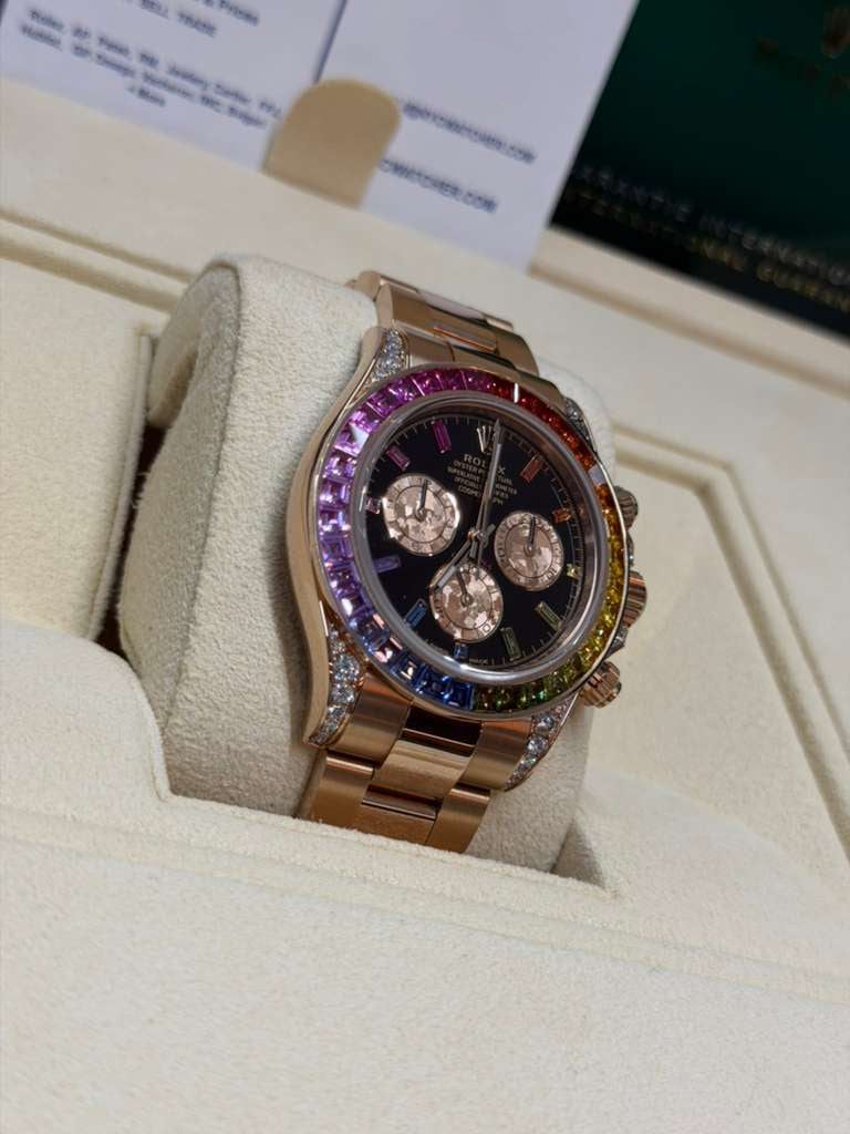 Rolex Rainbow Everose Gold Daytona Watch - Off-Catalog - 40 MM - Oyster Bracelet -Rainbow Black/MOP Dial Dial - 116595RBOW-0001