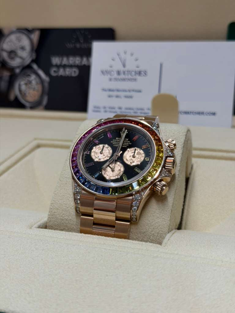 Rolex Rainbow Everose Gold Daytona Watch - Off-Catalog - 40 MM - Oyster Bracelet -Rainbow Black/MOP Dial Dial - 116595RBOW-0001