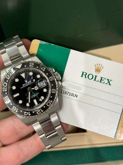 Rolex Stainless Steel GMT-Master II Watch - 40 MM - Oyster Bracelet - Black Dial - 116710LN