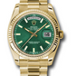 Rolex Day-Date - 36 MM - Yellow Gold - Green Index Dial - 118238 grip  nyc watcher nyc watches