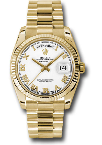 Rolex Day-Date - 36 MM - Yellow Gold - White Roman Dial - 118238 wrp  nyc watcher nyc watches