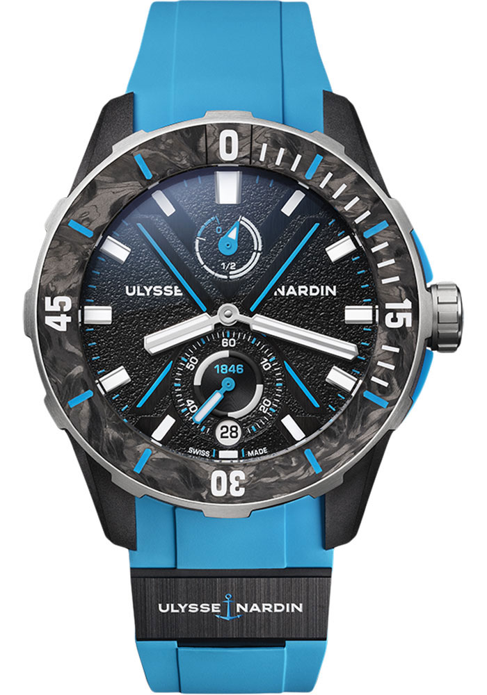 Ulysse Nardin Diver  Recycled Stainless Steel 44 MM - Blue Rubber And Ceramic - Black Dial - 1183-170-2B/3A